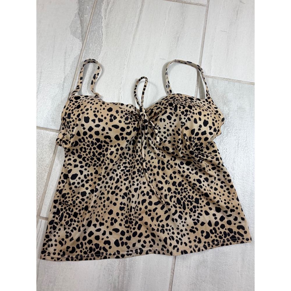 Victoria's Secret Leopard Print Underwire Tankini Top 36D Tan Black 293498-4RT